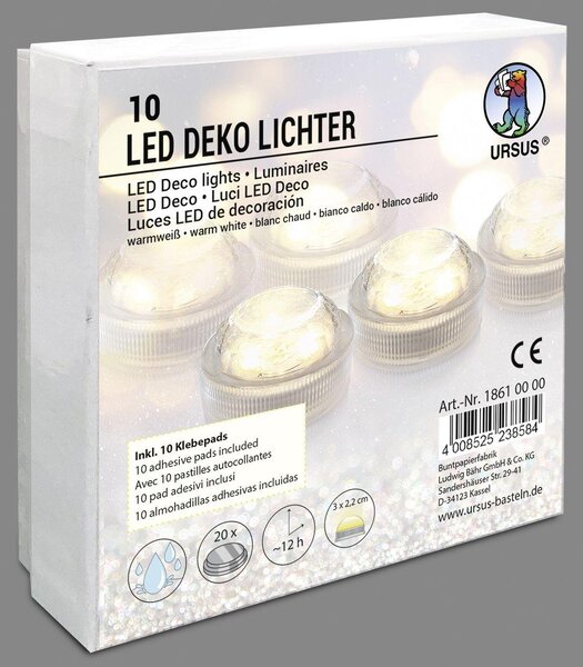 Luci decorative a LED 3x2,2cm bianco caldo PU=10 pezzi