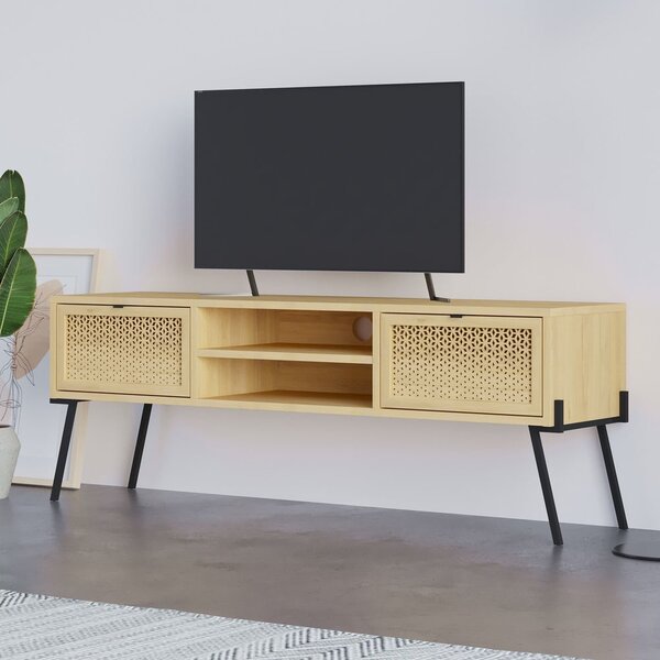 Tavolo TV in rovere colore naturale 140x51 cm Ecrin - Marckeric