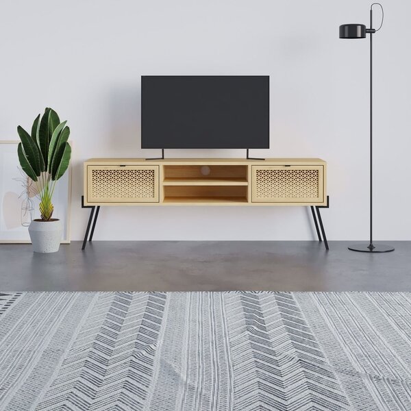 Tavolo TV in rovere colore naturale 140x51 cm Ecrin - Marckeric