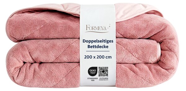 Wellsoft, coperta reversibile per letto, 200x200 cm, coperta per tutte le stagioni, tinta unita – rosa cipria