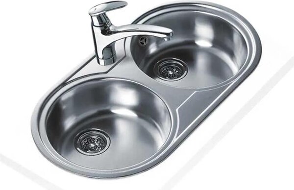 Teka DR 80 2C, Lavello da incasso, Ovale, Acciaio inossidabile, Acciaio inossidabile, 2 vasche/vaschette, Circolare