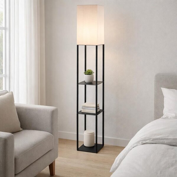 Brilagi - Lampada da terra con mensole GRADUS 1xE27/40W/230V 150 cm nero/bianco