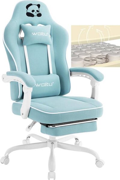 Sedia da gaming WOLTU con cuscini a molle insacchettate, sedia girevole ergonomica, tessuto a rete: Colore azzurro