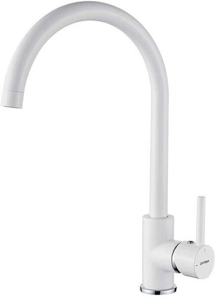 Rubinetto per cucina con scarico rotativo a 360° e avviamento a freddo, maniglia singola, bianco