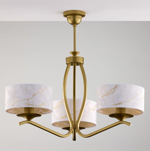 Jupiter 2109 - Lampadario a stelo KASZMIR 3xE27/15W/230V bianco/dorato/effetto marmo