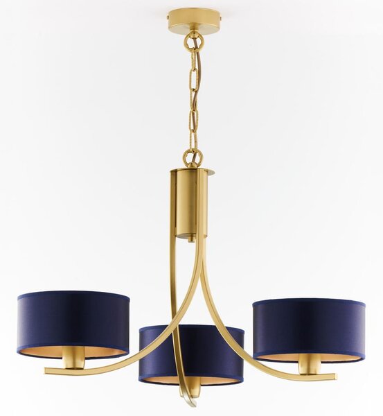 Jupiter 2093 - Lampadario a catena ARTHUR 3xE27/15W/230V blu/oro