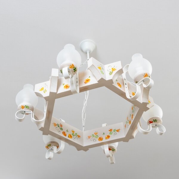 Brilagi - Lampadario a catena QUEEN 6xE14/40W/230V faggio/crema
