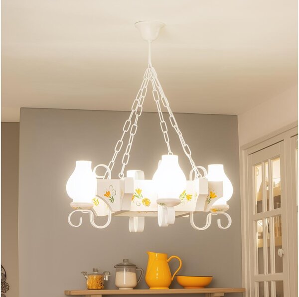 Brilagi - Lampadario a catena QUEEN 4xE14/40W/230V faggio/crema