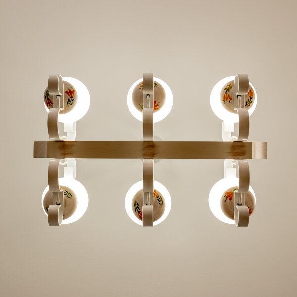 Brilagi - Lampadario a catena QUEEN 6xE14/40W/230V faggio/crema