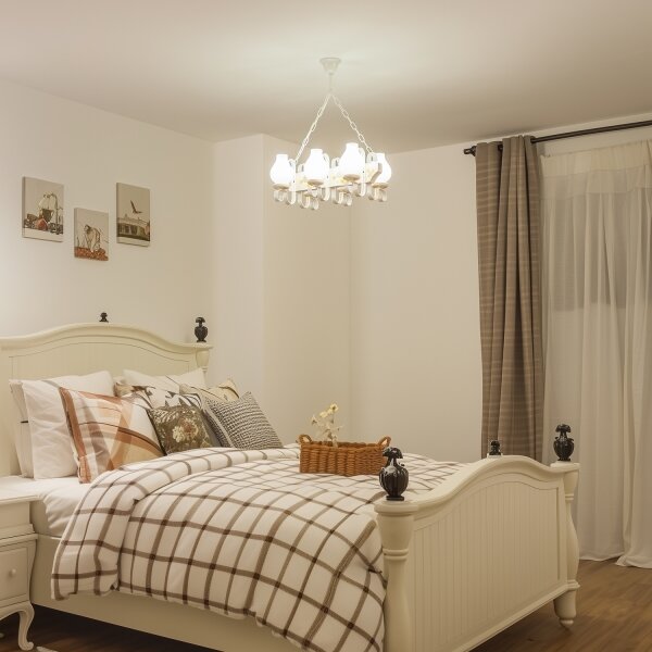 Brilagi - Lampadario a catena QUEEN 6xE14/40W/230V faggio/crema