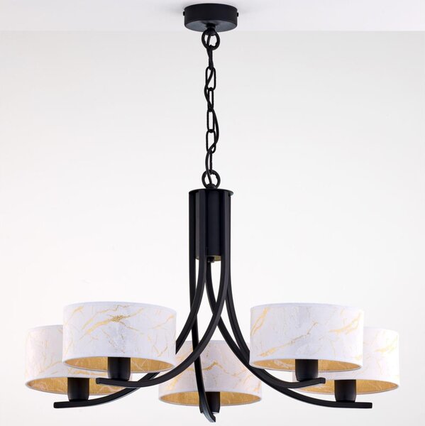 Jupiter 2104 - Lampadario a catena ARTHUR 5xE27/15W/230V bianco/nero/effetto marmo