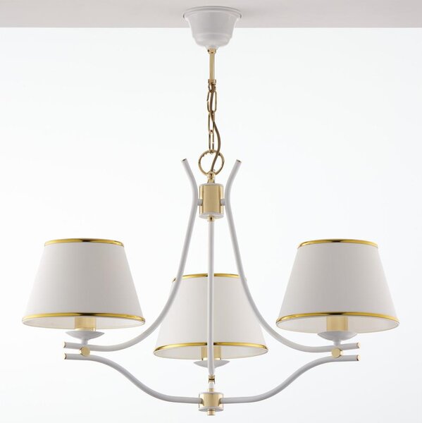 Jupiter 2085 - Lampadario a catena SAMBA 3xE27/15W/230V bianco/oro