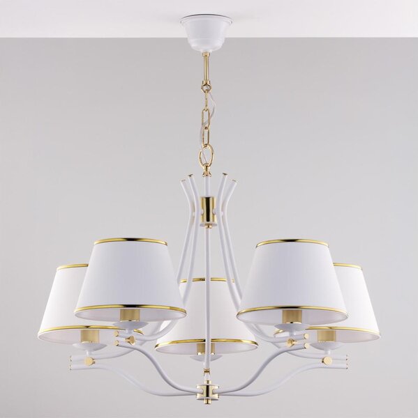 Jupiter 2084 - Lampadario a catena SAMBA 5xE27/15W/230V bianco/oro