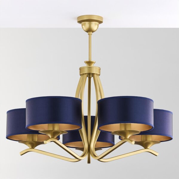 Jupiter 2114 - Lampadario su asta KASZMIR 5xE27/15W/230V blu/oro