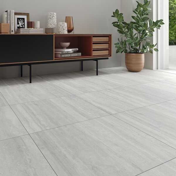 Piastrella da pavimento per interno / esterno effetto travertino sp. 9.5 mm Helos grigio