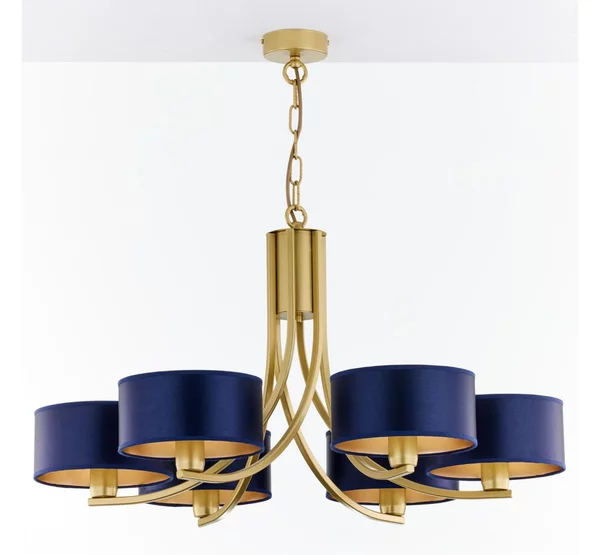 Jupiter 2095 - Lampadario con catena ARTHUR 6xE27/15W/230V blu/oro