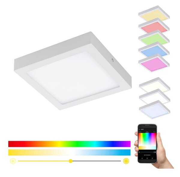 Eglo 33316 - Plafoniera LED RGBW dimmerabile FUEVA-C LED/15,6W/230V 22,5x22,5cm bianca