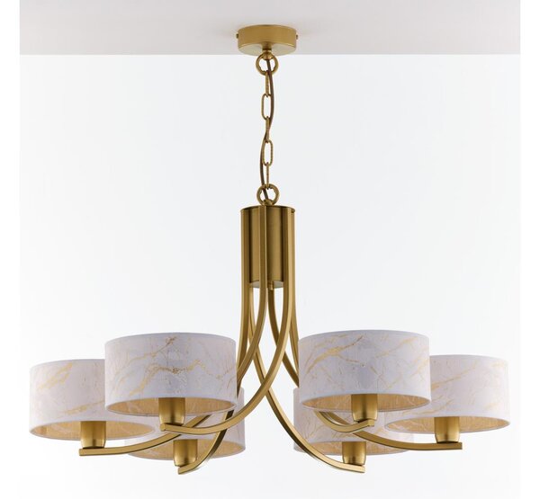Jupiter 2098 - Lampadario a catena ARTHUR 6xE27/15W/230V bianco/oro/effetto marmo