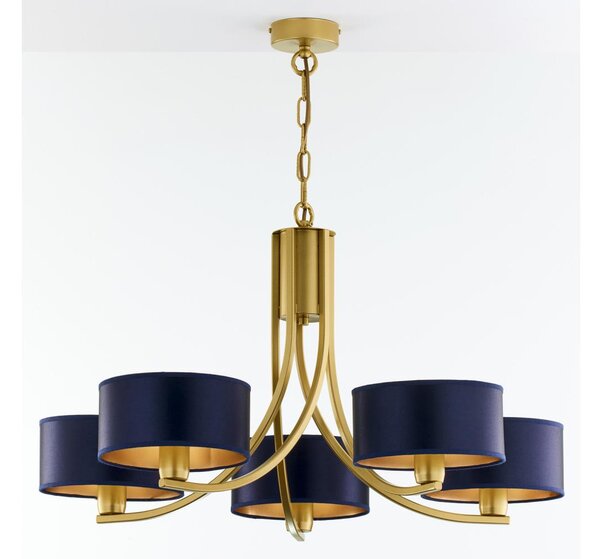Jupiter 2094 - Lampadario a catena ARTHUR 5xE27/15W/230V blu/oro