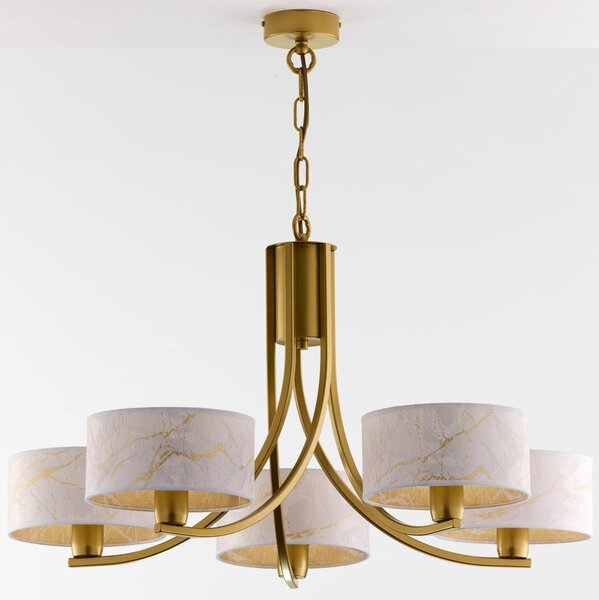 Jupiter 2097 - Lampadario a catena ARTHUR 5xE27/15W/230V bianco/oro/decorazione effetto marmo
