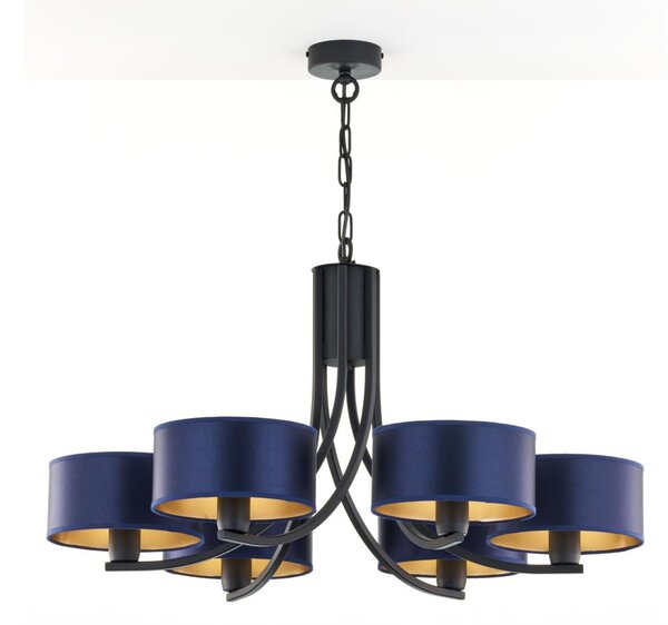 Jupiter 2102 - Lampadario a catena ARTHUR 6xE27/15W/230V blu/nero