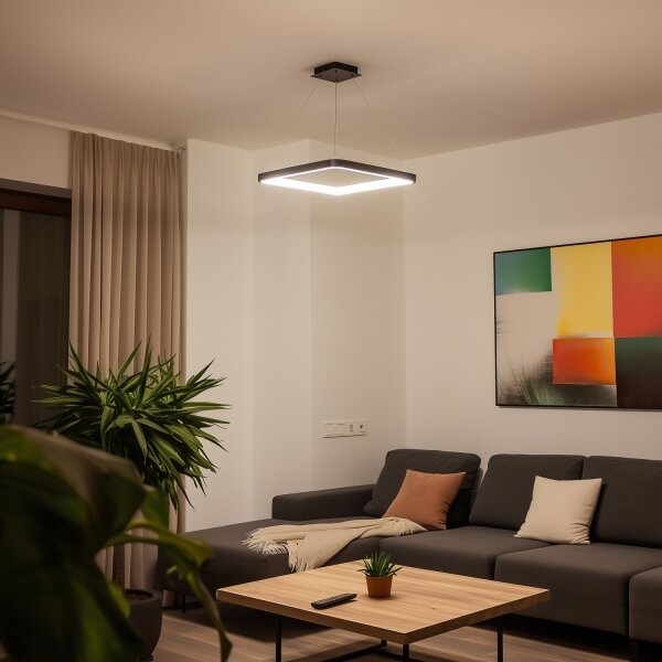 Brilagi - Lampadario LED dimmerabile a sospensione con cavo FALCON SLIM LED/50W/230V 50x50 cm nero + telecomando
