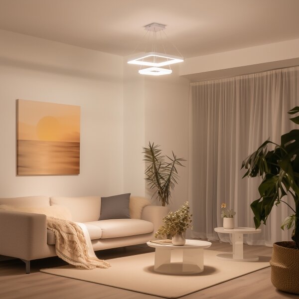 Brilagi - Lampadario LED dimmerabile su cavo FALCON SLIM LED/78W/230V 50x50 cm bianco + telecomando