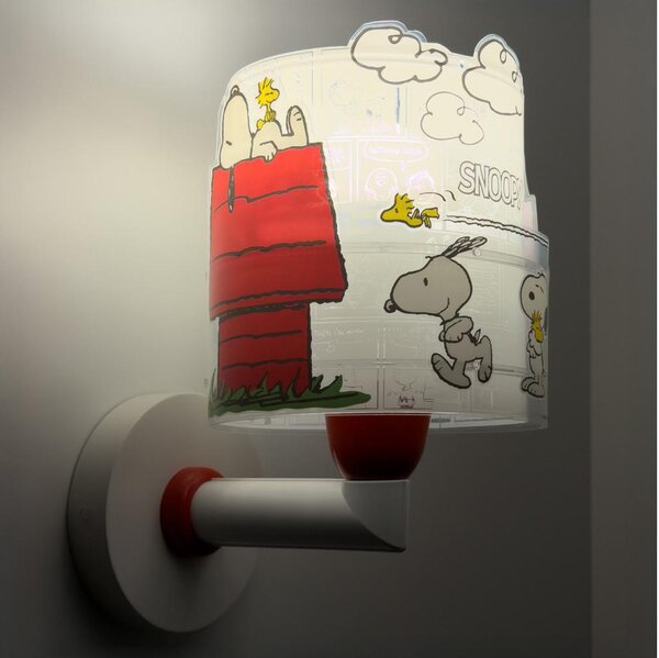 Dalber 76309 - Lampada da parete per bambini SNOOPY 1xE27/15W/230V bianco/rosso