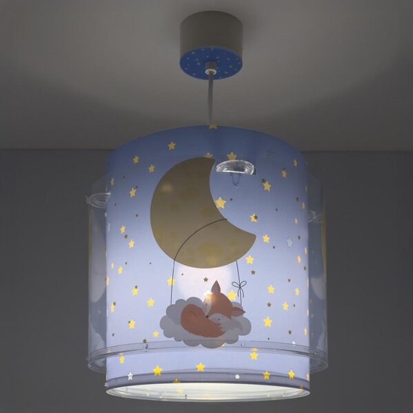 Dalber 76632 - Lampadario per bambini MOON DREAMS 1xE27/15W/230V blu