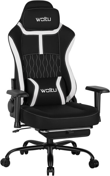 Sedia da gaming WOLTU, sedia per giocatori con braccioli regolabili in 2 dimensioni, ergonomica con supporto lombare: colore nero
