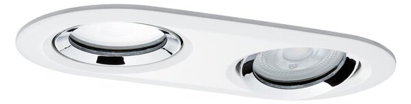 Set di faretti da incasso Paulmann Premium Nova, IP65, orientabili, ovali, LED, 2x7W, 230V, attacco GU10, 51mm, colore bianco con finitura cromata/alluminio