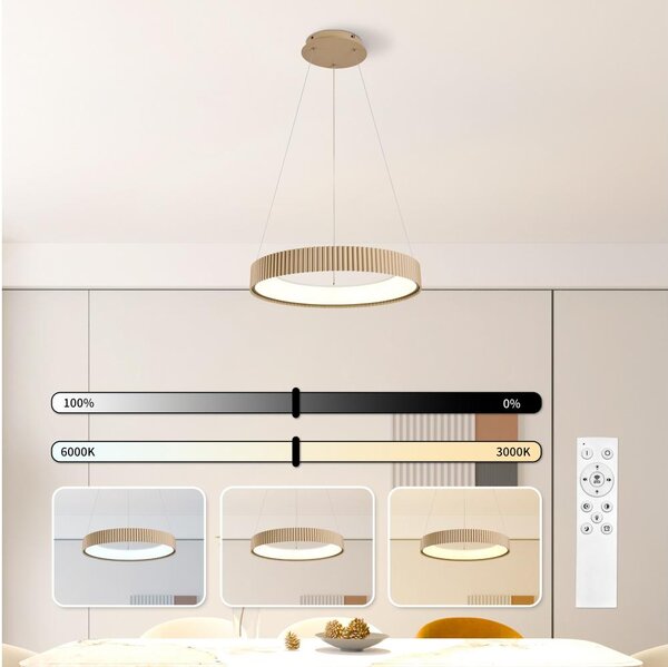Brilagi - Lampada a sospensione dimmerabile con cavo FALCON MODERN LED/30W/230V 40 cm beige + telecomando