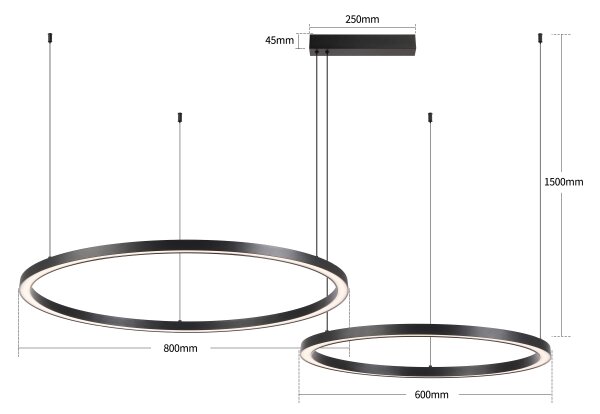 Brilagi - Lampadario dimmerabile a cavo LED PORTOFINO LED/98W/230V nero + telecomando