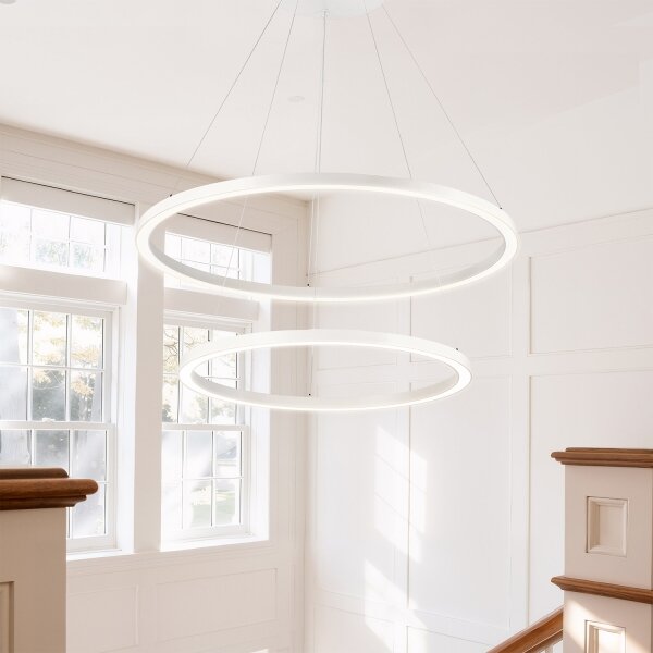Brilagi - Lampadario LED dimmerabile a cavo PORTOFINO LED/98W/230V diam. 80 cm bianco + telecomando