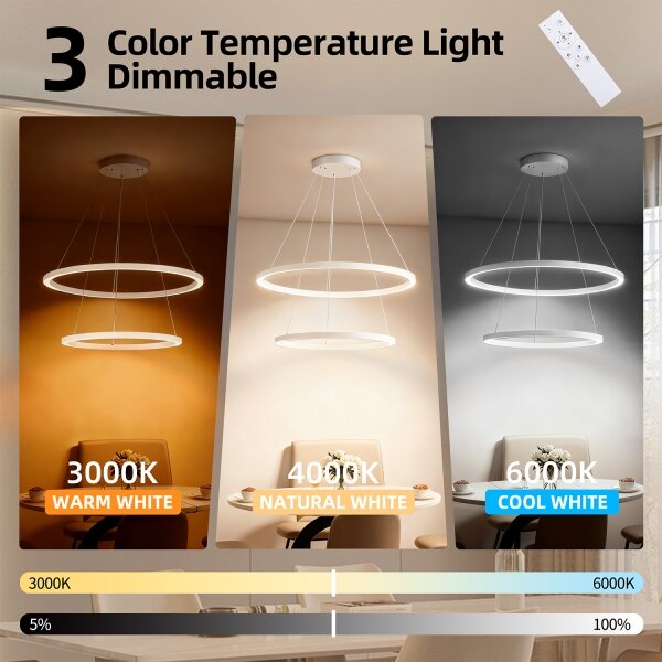 Brilagi - Lampadario LED dimmerabile a cavo PORTOFINO LED/98W/230V diam. 80 cm bianco + telecomando