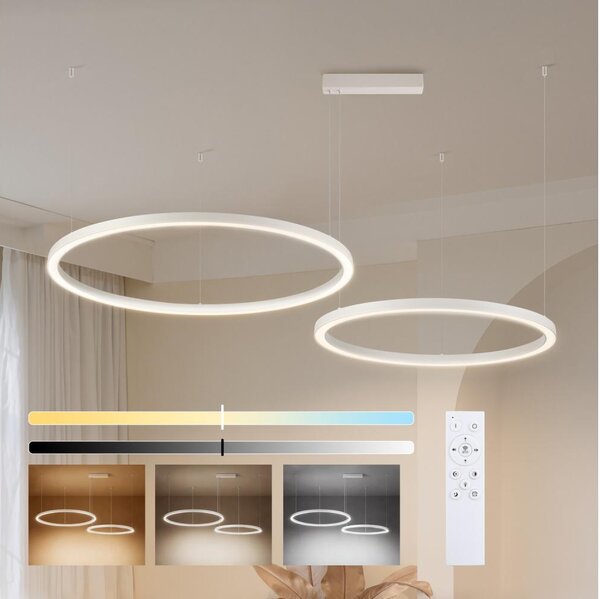 Brilagi - Lampadario LED dimmerabile a sospensione con cavo PORTOFINO LED/98W/230V bianco + telecomando
