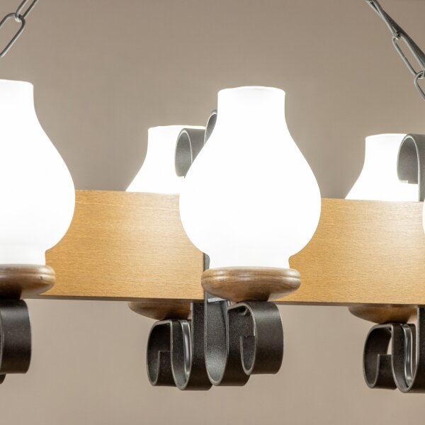 Brilagi - Lampadario a sospensione con catena QUEEN 6xE14/40W/230V faggio/noce