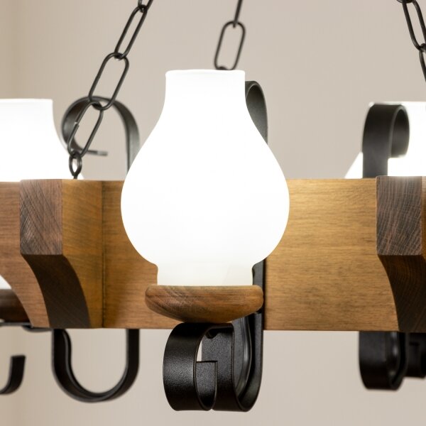 Brilagi - Lampadario a sospensione con catena QUEEN 4xE14/40W/230V faggio