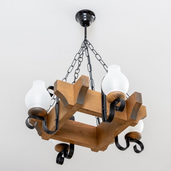 Brilagi - Lampadario a sospensione con catena QUEEN 4xE14/40W/230V faggio
