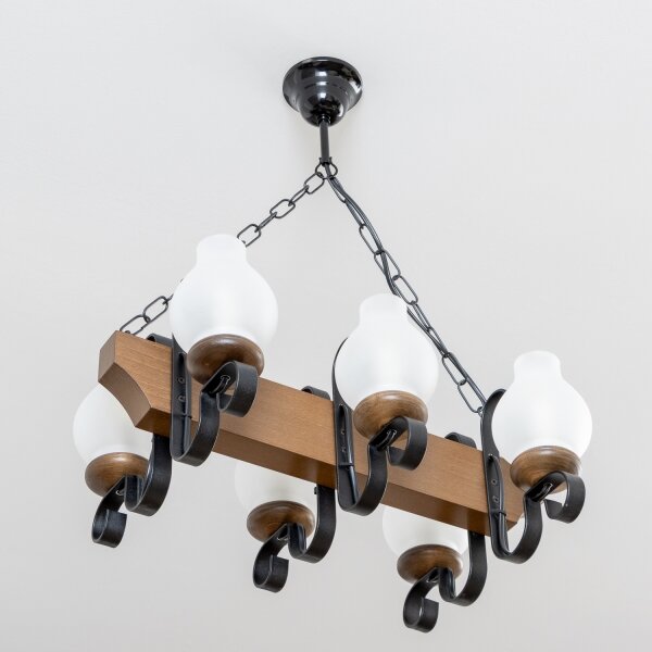 Brilagi - Lampadario a sospensione con catena QUEEN 6xE14/40W/230V faggio/noce