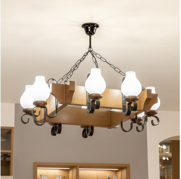 Brilagi - Lampadario a sospensione con catena QUEEN 8xE14/40W/230V faggio/noce