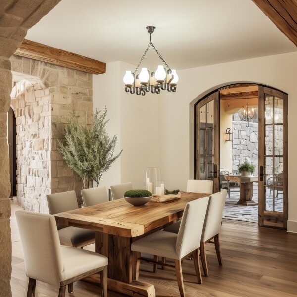 Brilagi - Lampadario a sospensione con catena QUEEN 6xE14/40W/230V faggio/noce