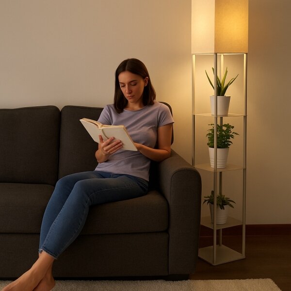 Brilagi - Lampada da terra con ripiani GRADUS 1xE27/40W/230V 150 cm grigia/beige
