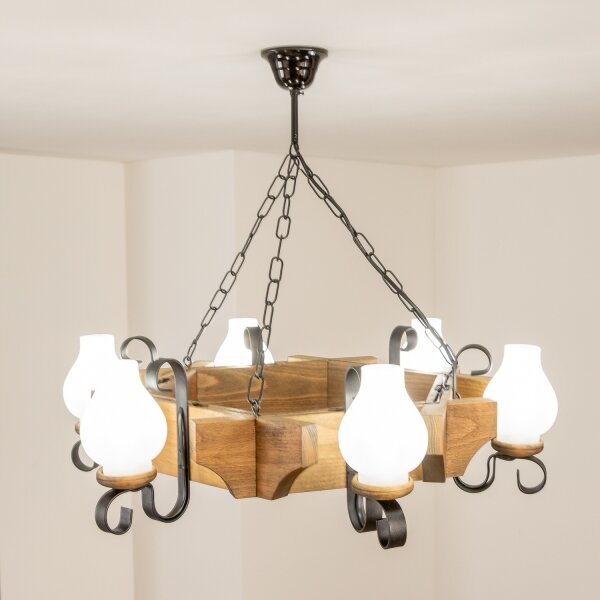 Brilagi - Lampadario a sospensione con catena QUEEN 6xE14/40W/230V faggio