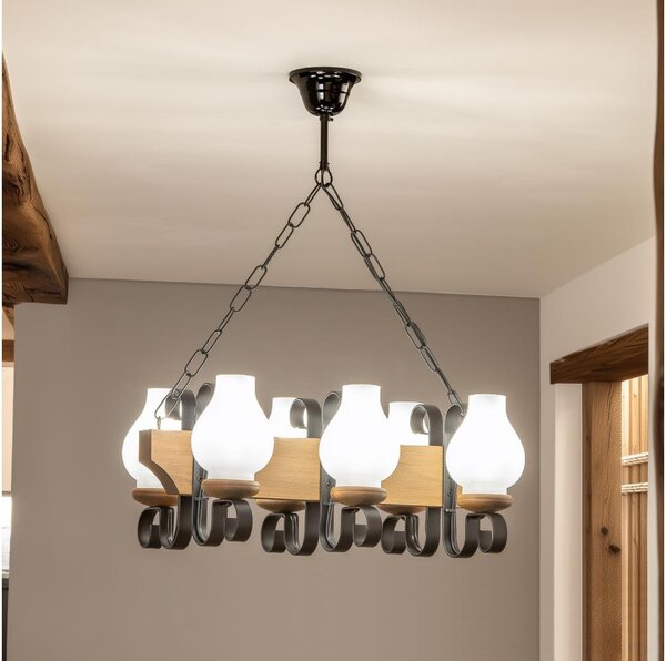 Brilagi - Lampadario a sospensione con catena QUEEN 6xE14/40W/230V faggio