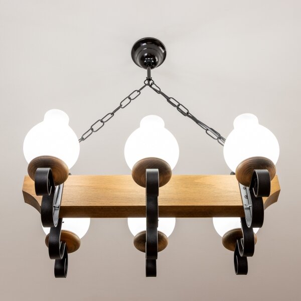 Brilagi - Lampadario a sospensione con catena QUEEN 6xE14/40W/230V faggio