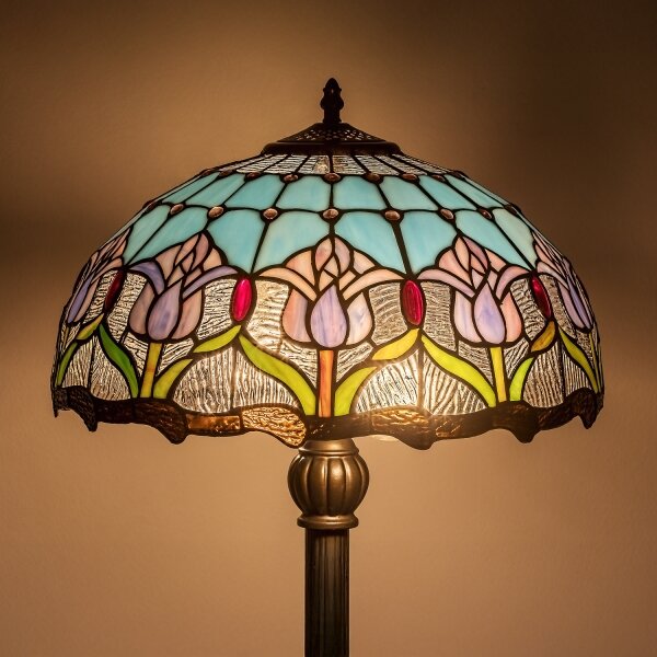 Brilagi - Lampada da terra in vetro Tiffany LORAS 2xE27/60W/230V