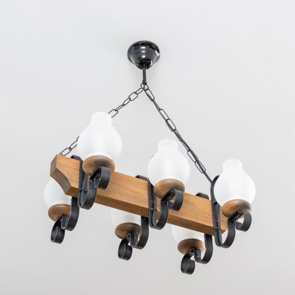 Brilagi - Lampadario a sospensione con catena QUEEN 6xE14/40W/230V faggio