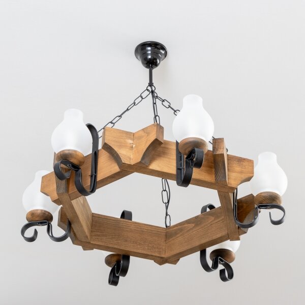 Brilagi - Lampadario a sospensione con catena QUEEN 6xE14/40W/230V faggio