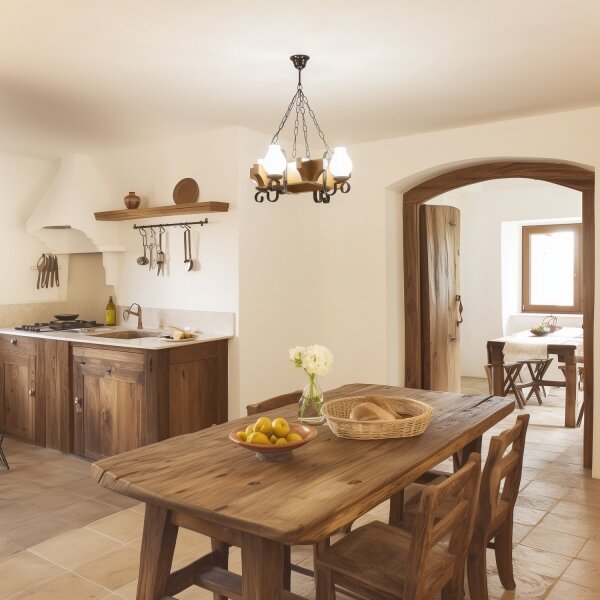 Brilagi - Lampadario a sospensione con catena QUEEN 4xE14/40W/230V faggio/noce
